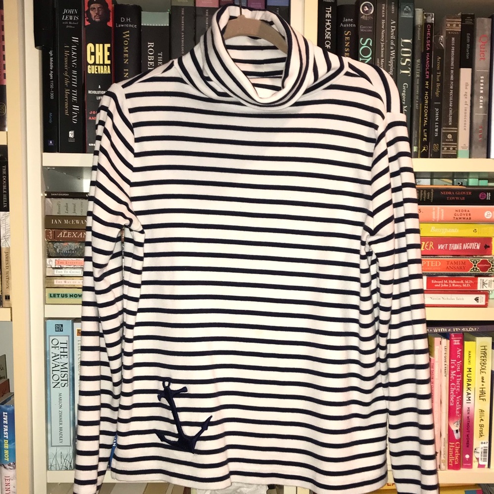 Vineyard Vines Navy Striped Turtleneck Anchor